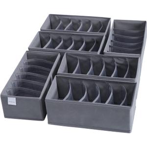 Coorganisers 4 Pack Woven-Fabric Dresser Drawer Organizers, Cells for Clothing & Baby, Bedroom Storage Drawers