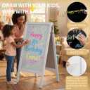 Double-Sided A-Frame Chalkboard Sign 40x20, Magnetic Sidewalk Sign with Solid Pine Wood Frame, Large Chalkboard Easel Menu Board for Restaurants, Cafes, Weddings & Outdoor Display with Accessories