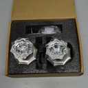 1 Pack Glass Door Knobs Nickel Door Knob Interior Satin Nickel Privacy Brushed Nickel Glass Silver Door Knob for Bedroom and Bathroom Crystal Door Knobs