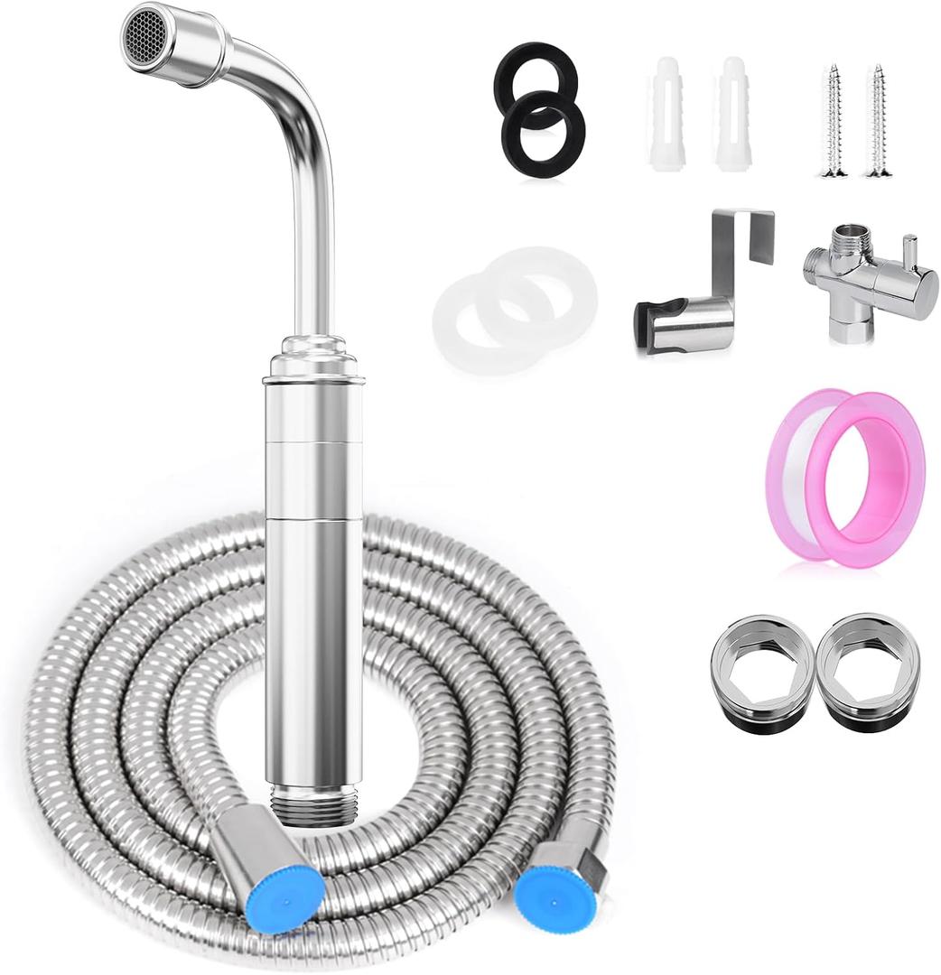 Handheld Toilet Bidet Sprayer for Toilet - Adjustable Flush Angle & Water Pressure for Bathroom Diaper Shower, All Brass Handheld Bidet Sprayer with Superior Complete Spray Hoses Kit (Sliver)