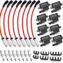 8 Pack Square Ignition Coil D581 UF-271 & Iridium Spark Plug Wire M8-48322R Compatible with Silverado 1500 2500 3500 4.8L 5.3L 6.0L 8.1L 1999-2007 12556893 12558693 12570553 3859078 38590782