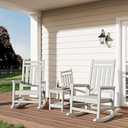 GarveeLife Poly Lumber Rocking Chair Outdoor Set of 2 - HDPE High Back Porch Rocker Chairs for Adults - All Weather Resistant Furniture for Patio - Grey (Black)