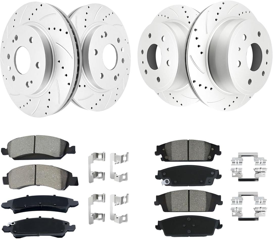 Front+Rear Brakes and Rotors Kit Replace for 2014-2018 Chevy Silverado 1500, 2015-2020 Tahoe, 2015-2020 Suburban, 2015-2020 GMC Yukon, 2014-2018 Sierra 1500, 580279+581032, 19175334+19340369
