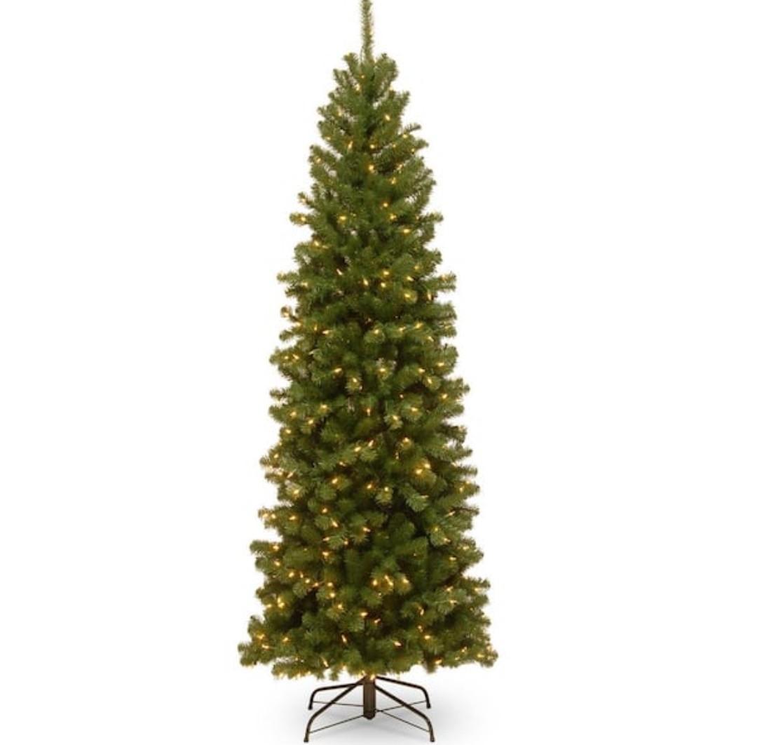 6.5 ft. North Valley Spruce Pencil Slim Artificial Christmas Tree with Clear Lights