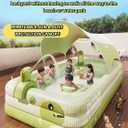 Inflatable Swimming Pool with Canopy & Air Pump & Inflatable Water Spray Gun, 118" Swimming Pool for Adults, Large Blow Up Pool Ideal for Family Backyard Garden Party, Outdoor Summer Fun