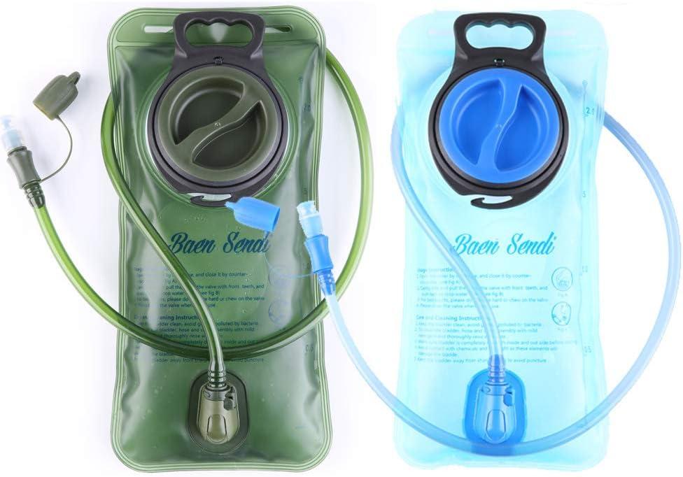 Hydration Bladder 2 Liter/70 oz(2 Pack) - Water Bladder Pack of 2(1 Piece Blue+1 Piece ArmyGreen) - BPA Free Hydration Pack Replacement