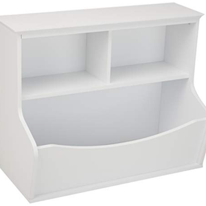 Amazon Basics Children's Multi-Functional 3 Shelf Bookcase and Toy Storage Bin, White, 14.84" D x 31.25" W x 24.56" H