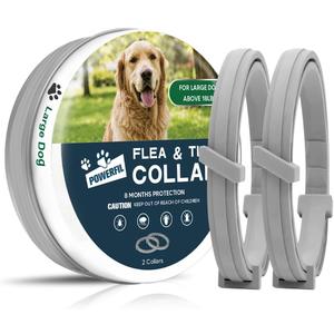 NJKPUYT Flea Collar for Dogs, Tick and Flea Collar for Dogs, Dog Tick Collar, Dog Flea Collars, Tick Collar for Dogs, Flea Collar for Large Dogs, Lasts Up to 8 Months, Family Friendly 2 Pack