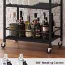 TUTOTAK Bar Cart, Home Bar Serving Cart with 3-Tier Shelf, Drink Cart with Wine Rack, Glass Holder, Rolling bar carts for The Home, Living Room, Brown V1BC01BK035