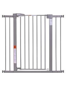 Babelio 36" Tall Baby Gate, 26-40" Wide Auto Close Pet Gate, PressGuard C5 Pressure Mounted Metal Dog Gate, Easy-Install No Drilling, No Tools Needed, with Wall Protectors and Extension Kits, Gray