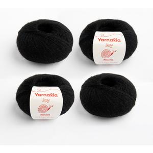 Joy Lace Weight Alpaca Yarn 4-Pack, 100% Baby Alpaca, Ultra-Soft Alpaca Yarn for Knitting and Crocheting, Premium Yarn Spun in Peru, Raven (Black)