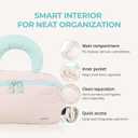 Tuck Hanging Toiletry Bag - Water-Resistant Travel Makeup Organizer with Spacious Compartments & Padded Handle for Women (Blush Petal & Mint) (Fold Travel Makeup Bag)