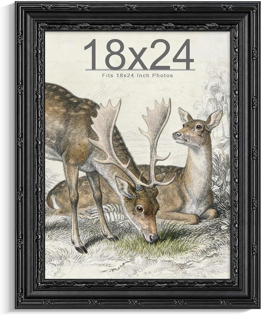 18x24 Black Antique Baroque Poster Frame, Tempered Glass, 1 Pack