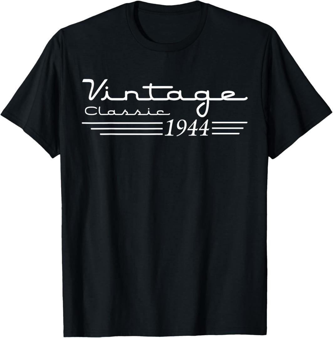 Vintage 81th Birthday Decorations Vintage 1944 81 Years Old T-Shirt (Small, Black)
