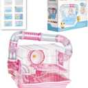 Hamster Cages, A Wire Rat Cage with a Large Space for Dwarf Hamsters, Guinea Pig, Gerbils, Mouse or Other Small Animal Cage, Pink