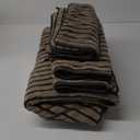 8 Pcs Brown Cabana Stripe Polyester Large Bath Towel Set-2 Bathroom Towels,2 Hand Towels,4 Washcloths Lightweight 600GMS Bath Sheet Absorbent Shower Towel Quick Dry Beach Chair Spa Gym Hotel Towels