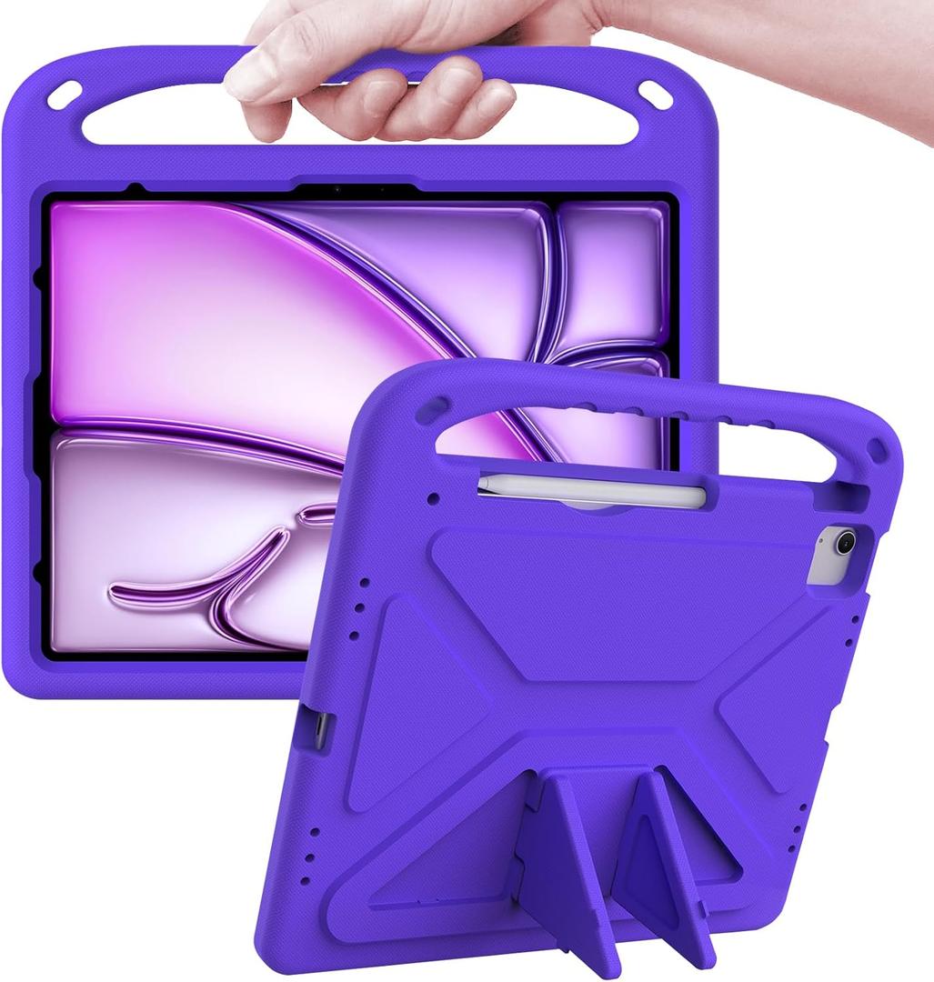 ATOOZ Kids Case for iPad air 13 inch 2024 2025 2026 (M2 M3 M4) / iPad Pro 13 inch (M4 M5), Cover with Shockproof Handle Stand for iPad Pro 13 7th /8th Gen 13" Tablet (Purple)