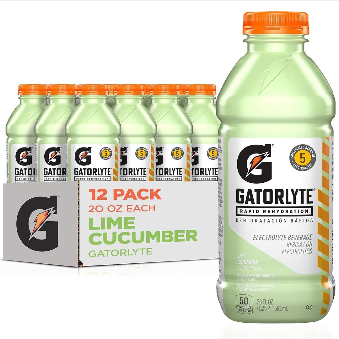 Gatorade Rapid Rehydration Electrolyte Beverage, Lime Cucumber, 20oz Bottles (12 Pack)
