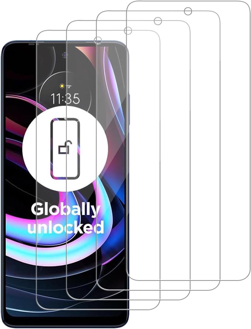 4 Pack Glass Screen Protector Compatible for Motorola Edge (2021) / Motorola Edge 5G UW / XT2141 [9H Hardness]-HD Screen Tempered Glass, Scratch Resistant,Easy Install [Case Friendly]