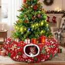 Cat Tunnel Christmas Tree Skirt Cat Donut Tunnel Bed for Indoor Cats with Ball Snowflake Collar Cats Cave for Small Medium Kitten Puppy Under Xmas Trees Decor Gift(Tree)