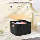 Ohmlove 4 Packs Storage Bins with Bamboo Lids - Plastic Storage Containers with Lids Stackable Storage Box: Storages Baskets for Organizing Desktop Closet Playroom Classroom Office, Black