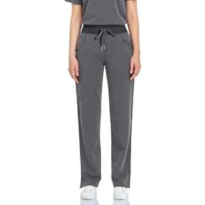 COMENII Scrubs for Women, Mid Rise Straight Leg Cargo Scrubs Pants with Knit Yoga Waistband, Easy-Care Womens Scrubs Pants, Extra Large, Graphite 