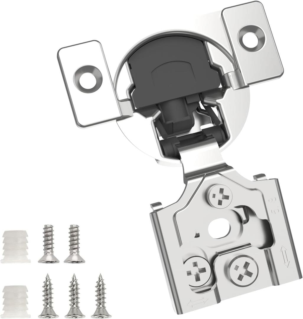 Chibery 10 Pack 5/8" Overlay 3D Soft Close Concealed Hinge for Face Frame Door, Smooth Slow Self Closing Hinges, Satin Nickel, Hidden 105 Open Angle Stainless Steel Hinge for Kitchen Cabinet Door
