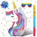 Seematn Unicorn Piata Party Supplies Piata Bundle with Blindfold and Bat for Girls Kids Unicorn Theme Birthday Party Game Decorations