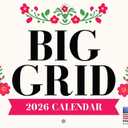 Elegant Floral Big Grid Calendar 2026 Monthly Wall Calender 12 Month | American Made In The USA