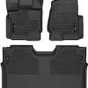 Husky Liners X-act Contour Floor Mats | Fits 2015-2026 Ford F-150, 22-25 Lightning, SuperCrew (Crew Cab) w/Out Fold Flat Storage | Front & 2nd Row, 3-Pack, Black