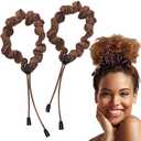 2Pcs Adjustable Satin Hair Ties for Afro Puff, Dark Brown Hair Scrunchies, Adjustable Ponytails Holder Tie, Satin Extra Length Scrunchies, Reusable Accessories for Thick & Nature Style