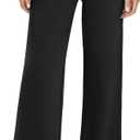 FireSwan Women's Wide Leg Dress Pants High Waisted Stretchy Work Trousers Business Casual Office Pull on Slacks with Pockets (Black, S)