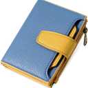 Airkit Small Wallet Women RFID Blocking Soft Leather Bifold Compact Card Holder Wallet for Women with Zipper Coin Pocket 4 ID Window