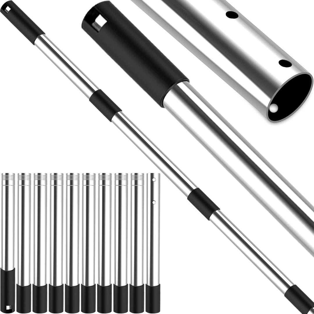 Pool Pole Telescopic 12 Ft Heavy Duty, Professional Adjustable Stainless Steel Swimming Pool Pole for Skimmer Net, Brush, Vacuum Head, Strong Grip & Lock, Pool Cleaning Pole, Pool Brush Pole