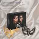 Masquerade Mask for Couples Women and Men - 3 Pack Venetian Gold and Black Lace, Mardi Gras Mask (Black)
