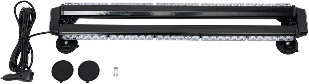 32" Led Emergency Light Bar 66 Bulbs Strobe Amber Security Caution Light Bar for Universal Vehicles Rooftop Equipped with a DC 12V Cigarette Adapter