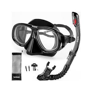 Dry Snorkel Set,Panoramic Wide View Anti-Fog Scuba Diving Mask,Professional Snorkeling Gear for Adults Kids