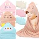 12 PCS Hooded Baby Towels, Soft Baby Towels, Absorbent Baby Bath Towels, 3 PCS Baby Towels, and 9 PCS Baby Washcloths for Newborns, Toddlers, and Kids, 32x32 in Baby Towels with Hood for Boy and Girl
