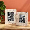 Mud Pie Cream Travertine Frame, Large, 10.5" x 8.5"