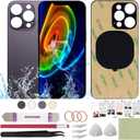 Rear Back Screen Glass Cover Replacement Compatible with iPhone 14 Pro 6.1" + Professional Tools (Deep Purple)