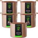 VIVOSUN 5-Pack 5 Gallons Grow Bags Heavy Duty Thickened Nonwoven Fabric Pots with Strap Handles Tan