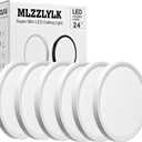 6PK 12 inch LED Flush Mount Ceiling Light Fixture,24W Super Slim LED Ceiling Light 2400LM,3000K/4000K/6000K CCT Selectable,Close to Ceiling Round Flat Panel Light for Bedroom,Kitchen,Hallway (White)