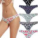 voenxe Seamless Women Underwear Thongs, No Show Ladies Thong, No Line Workout Breathable Comfortable Panties, Soft Undies,5-Pack Size L