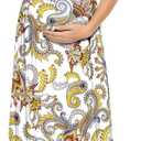 Xpenyo Maternity Maxi Dress Women Casual Wrap Long Baby Shower Pregnancy Dresses (White, M)