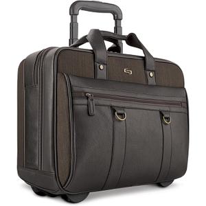 Solo New York Rolling Case with Wheels - Roller Laptop Bag for Travel, Wheeled Briefcase for Women & Men- MacDougal, Espresso, 14" X 17.8" X 6.3"