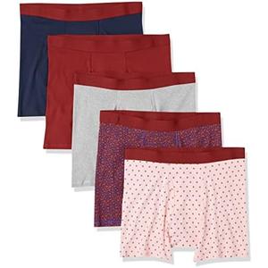 Amazon Essentials Men's Breathable Cotton Underwear Boxer Briefs, Tag-Free, Pack of 5, Size S