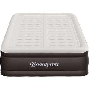 Beautyrest Duet Queen Air Mattress Two Sleep Zones, Adjustable Firmness and Edge Support, Built-in Tri-Zone Pump, Raised Height, Puncture-Resistant Vinyl, Carry Bag