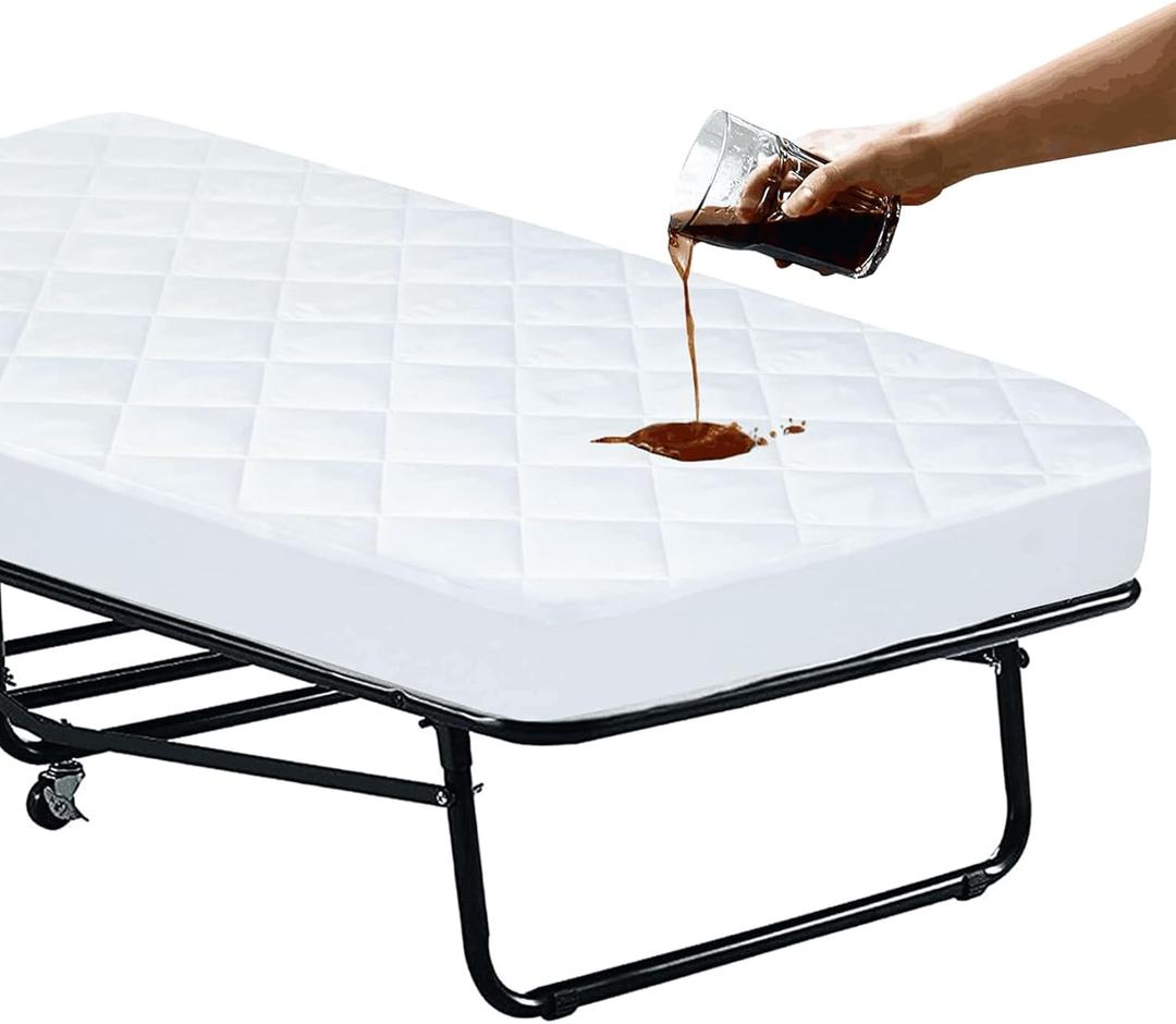 Cot Size Mattress Pad Waterproof Quilted, Absorbent Soft Mattress Pads Protector Cover Quilted Fitted Mattress Protector Narrow Twin 31" X 75", Cover Only