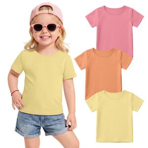 LessonZoo 3 Pack Toddler Girls' T-Shirts, 3-Color, 4T