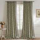 StangH Retro Sage Green Curtains for Living Room, Super Soft Velvet Print Window Drapes with Floral French Country Privacy Sliding Door Curtains for Cafe Hallway, W52 x L84, 2 Panels
